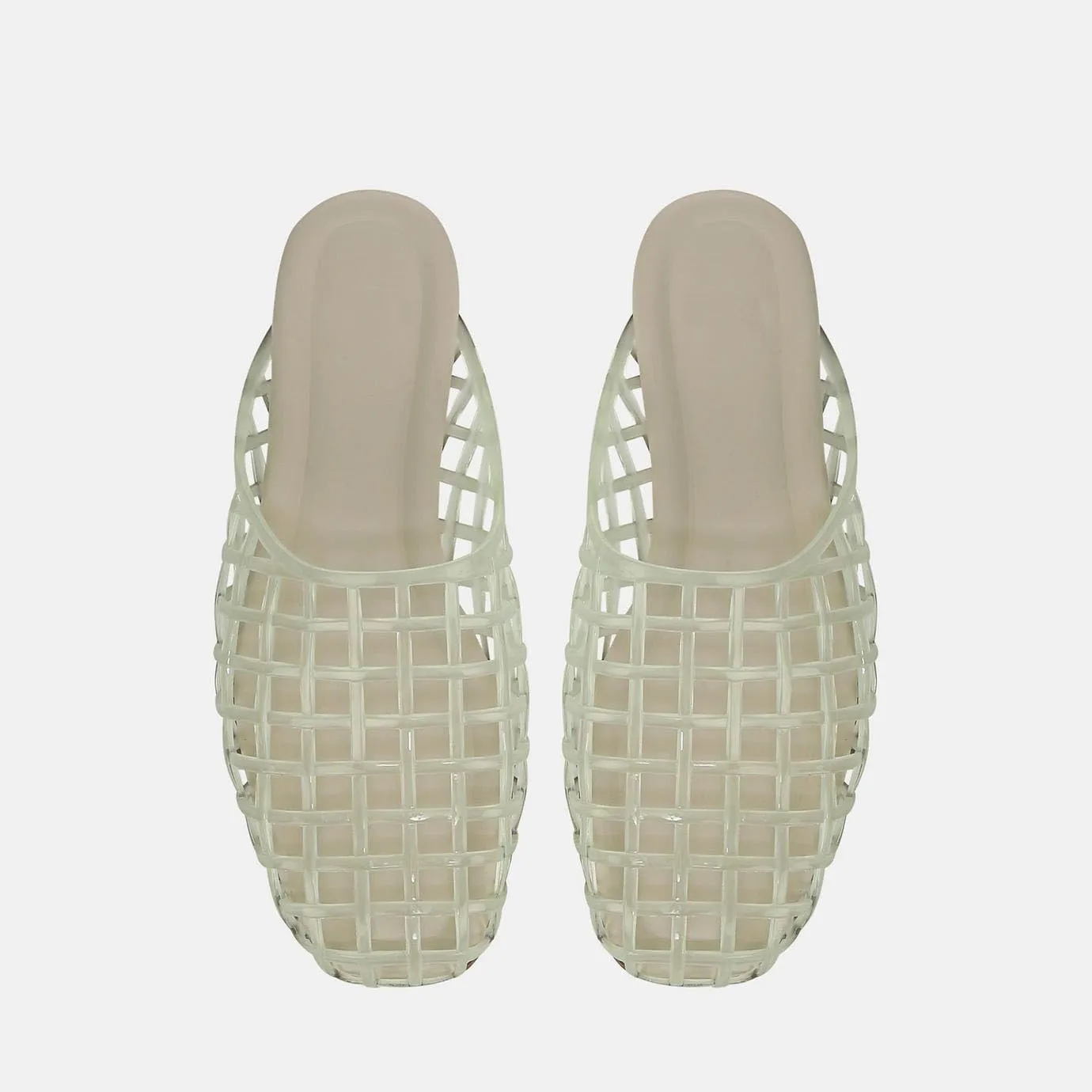 Clear Jelly Flats for Women Closed Toe Mesh Hollow Jellies Mule Sandals Slip On Jelly Slides Casual Comfortable Summer Beach Slipper Sandals