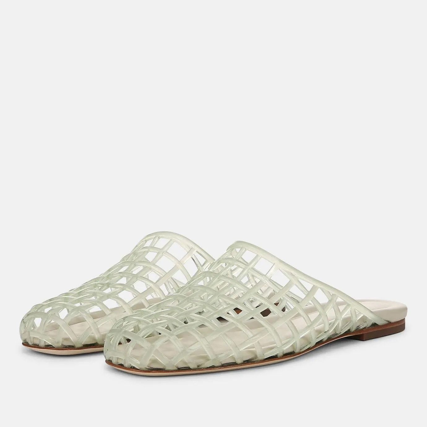 Clear Jelly Flats for Women Closed Toe Mesh Hollow Jellies Mule Sandals Slip On Jelly Slides Casual Comfortable Summer Beach Slipper Sandals