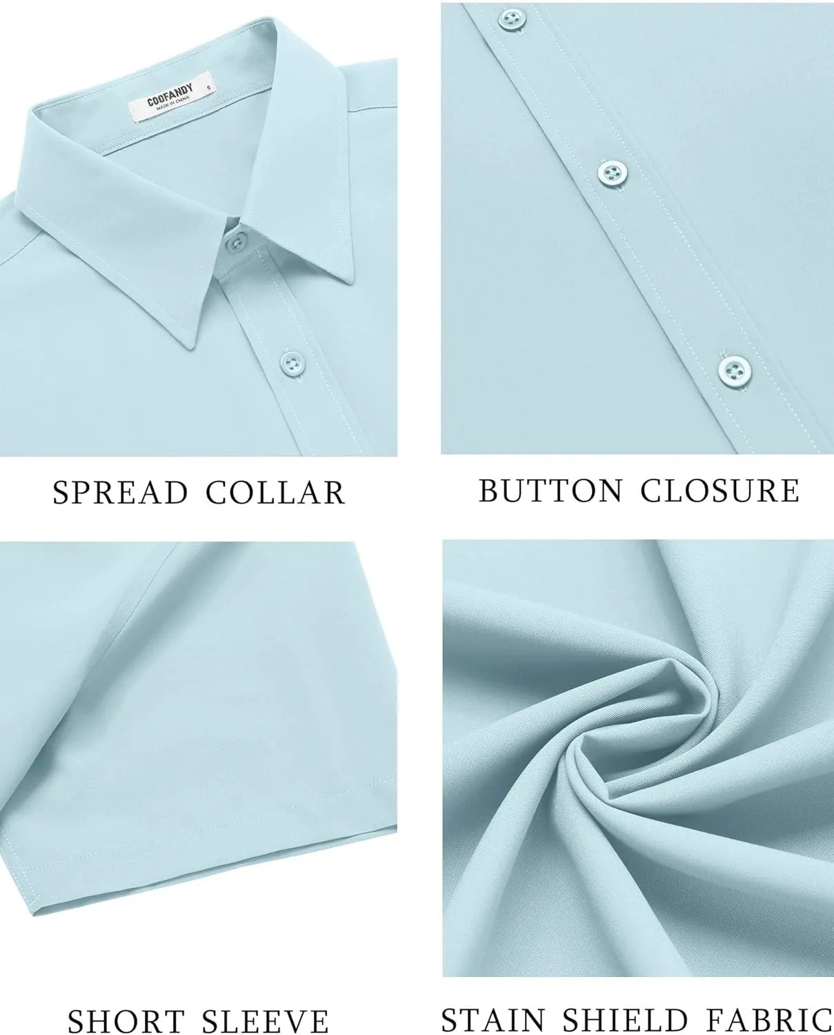 COOFANDY Men's Button Down Shirts Stain Shield Dress Shirts Short Sleeve Summer Business Casual Shirts