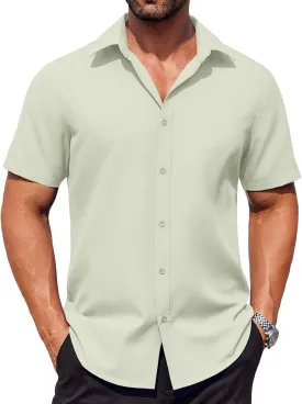 COOFANDY Men's Button Down Shirts Stain Shield Dress Shirts Short Sleeve Summer Business Casual Shirts