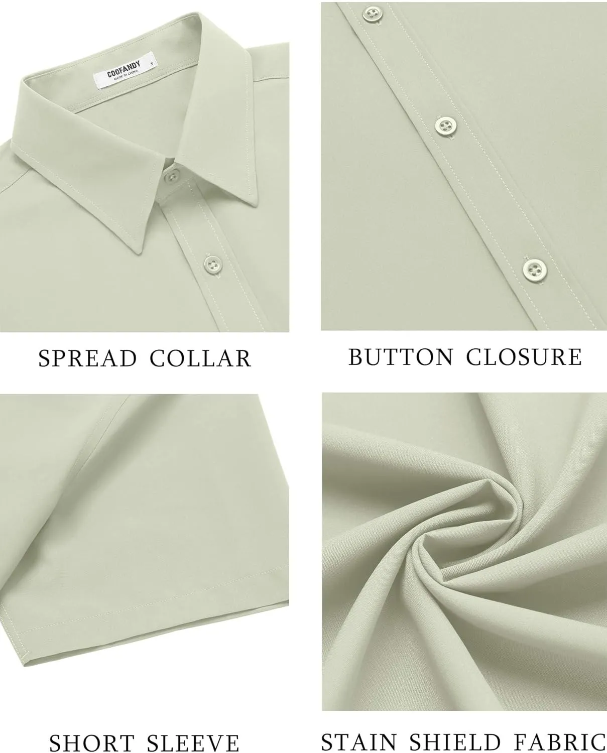 COOFANDY Men's Button Down Shirts Stain Shield Dress Shirts Short Sleeve Summer Business Casual Shirts