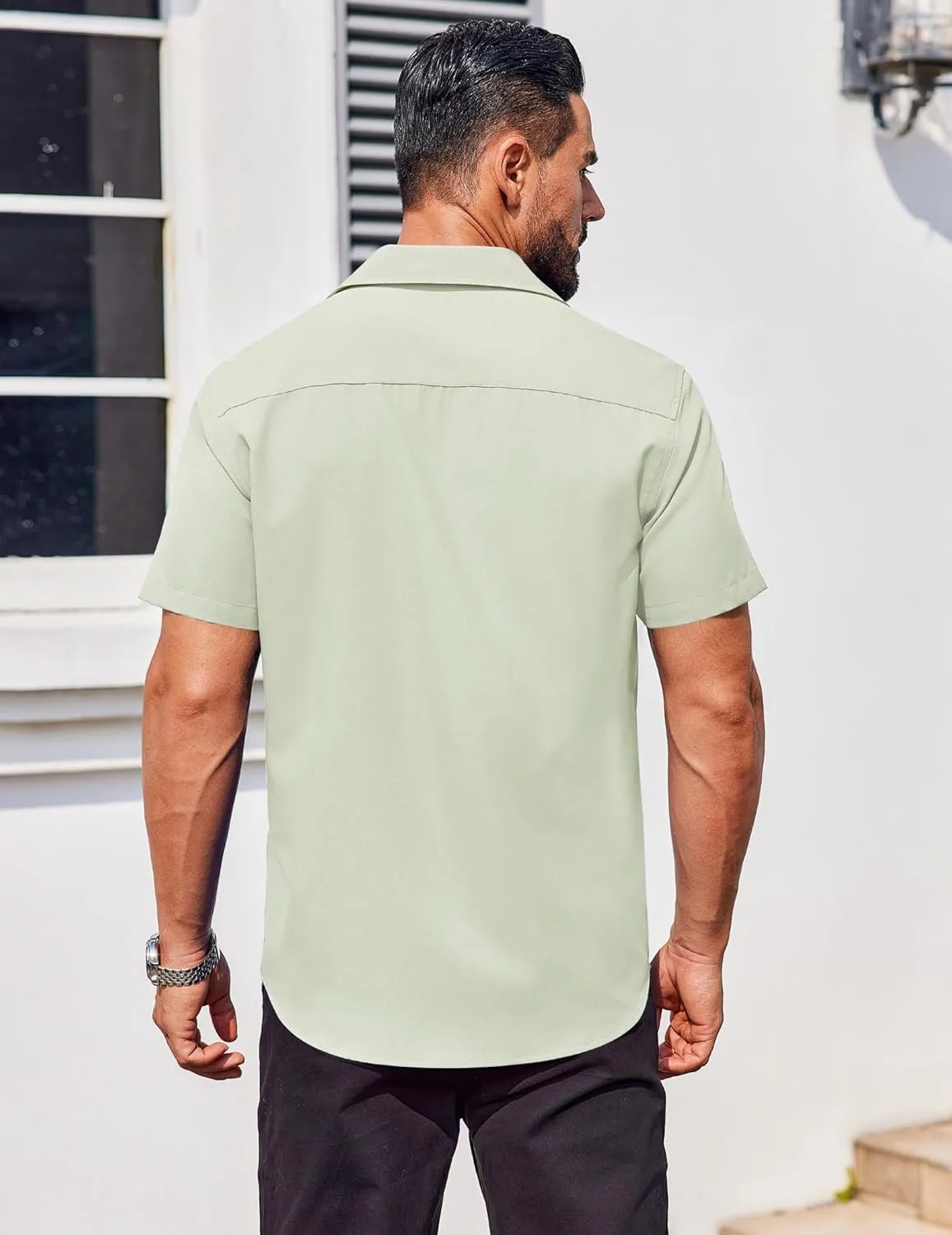 COOFANDY Men's Button Down Shirts Stain Shield Dress Shirts Short Sleeve Summer Business Casual Shirts