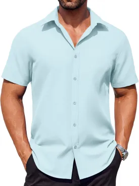 COOFANDY Men's Button Down Shirts Stain Shield Dress Shirts Short Sleeve Summer Business Casual Shirts