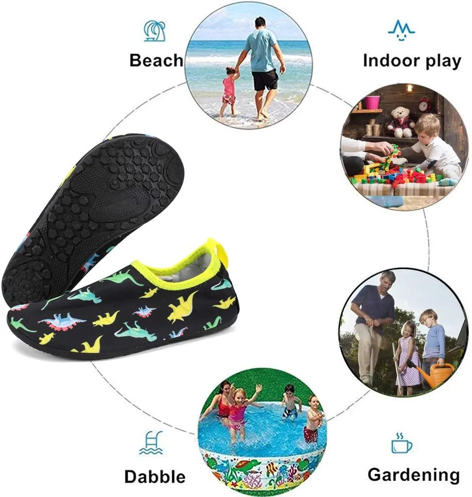 HIITAVE Kids Water Shoes Non-Slip Beach Swim Barefoot Quick Dry Aqua Pool Socks for Boys & Girls Toddler