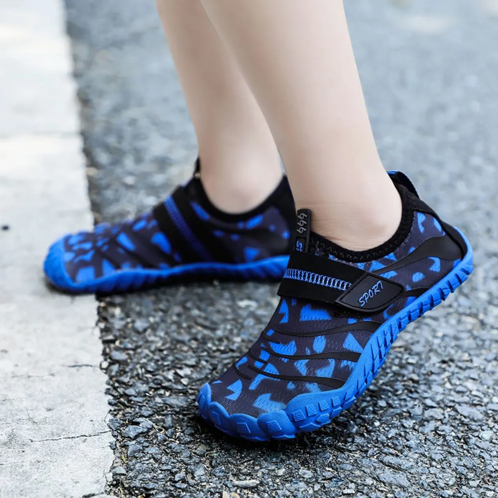 Kids' Water Shoes Barefoot Quick Dry Aqua Sports Boys Girls (Pattern Printed) - Blue Size BigKid US4 = EU36