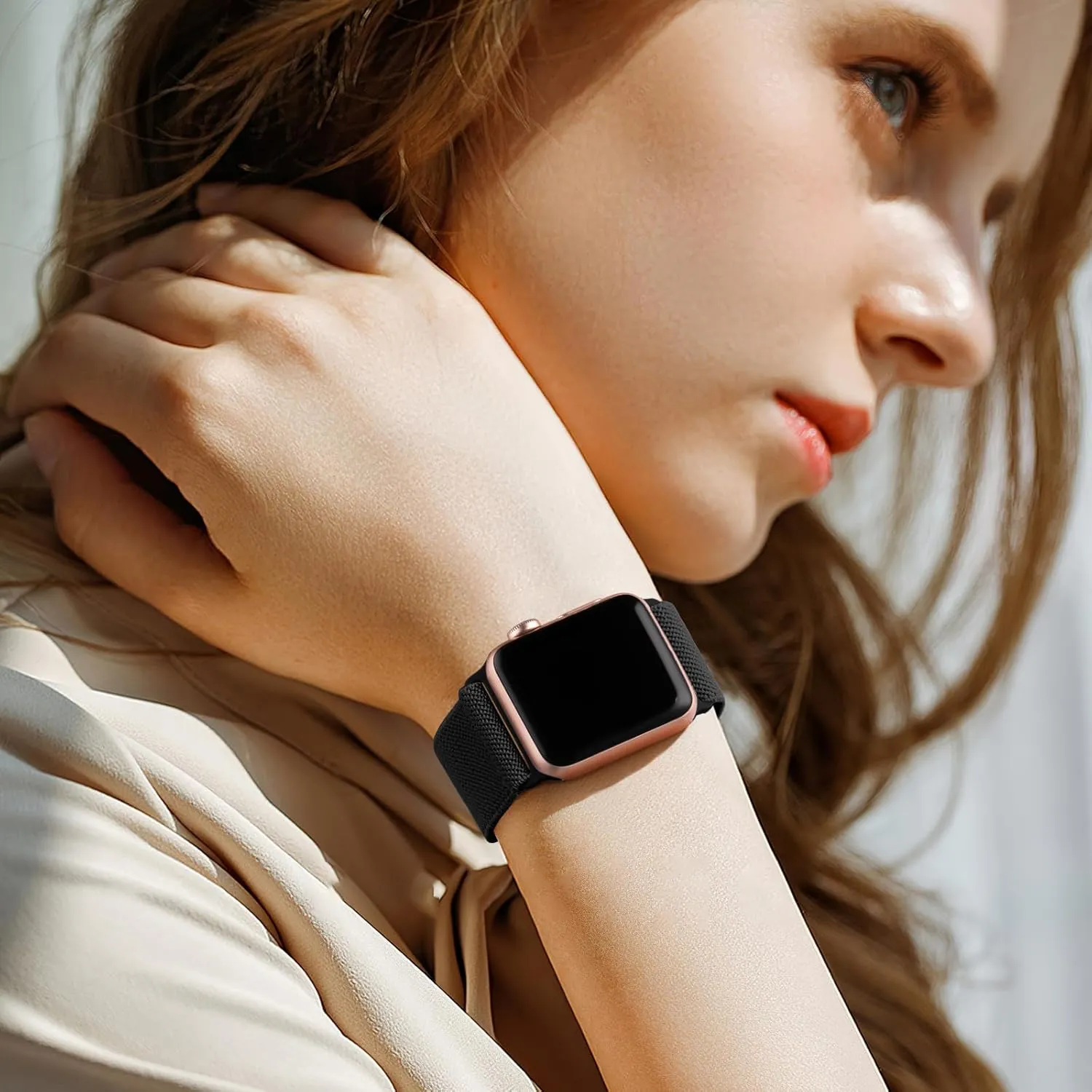 Lerobo Braided Band Compatible with Apple Watch Series 10 9 8 7 46mm 45mm 41mm Ultra 2 49mm Series 6 5 SE 44mm 40mm Series 4 3 2 1 38mm 42mm Men iWatch Bands Women Stretchy Nylon Solo Loop Sport Strap