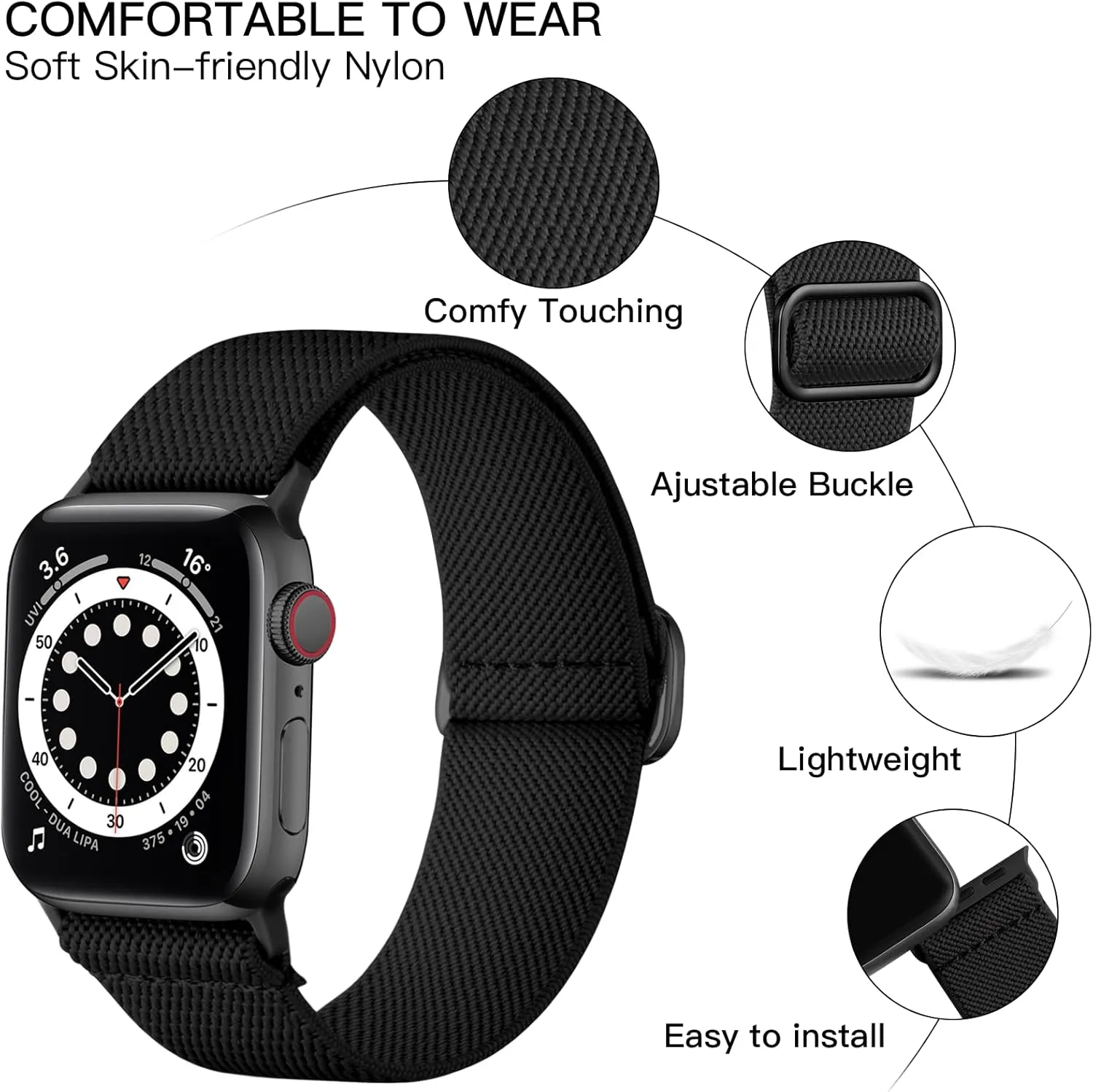 Lerobo Braided Band Compatible with Apple Watch Series 10 9 8 7 46mm 45mm 41mm Ultra 2 49mm Series 6 5 SE 44mm 40mm Series 4 3 2 1 38mm 42mm Men iWatch Bands Women Stretchy Nylon Solo Loop Sport Strap