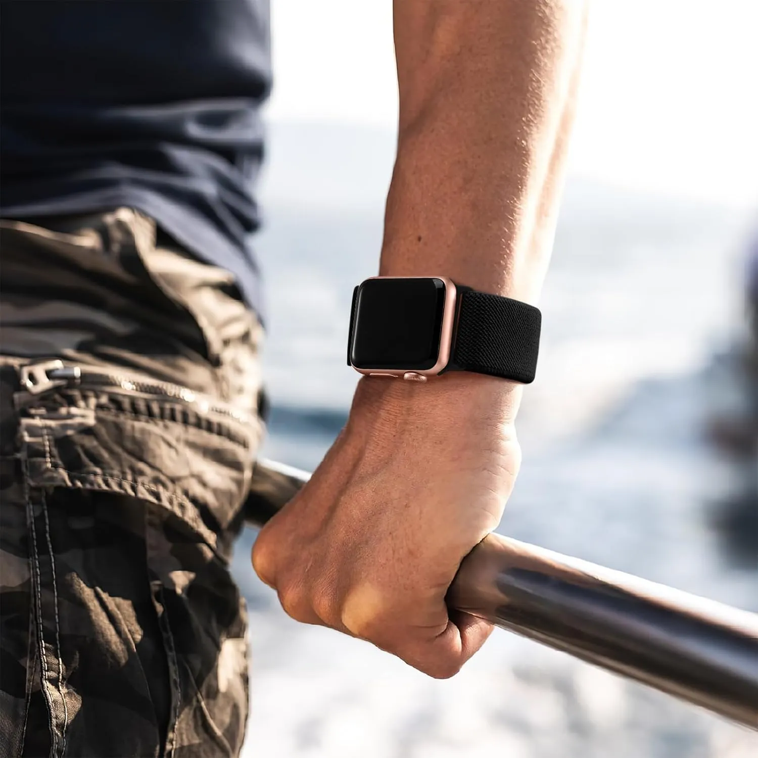 Lerobo Braided Band Compatible with Apple Watch Series 10 9 8 7 46mm 45mm 41mm Ultra 2 49mm Series 6 5 SE 44mm 40mm Series 4 3 2 1 38mm 42mm Men iWatch Bands Women Stretchy Nylon Solo Loop Sport Strap