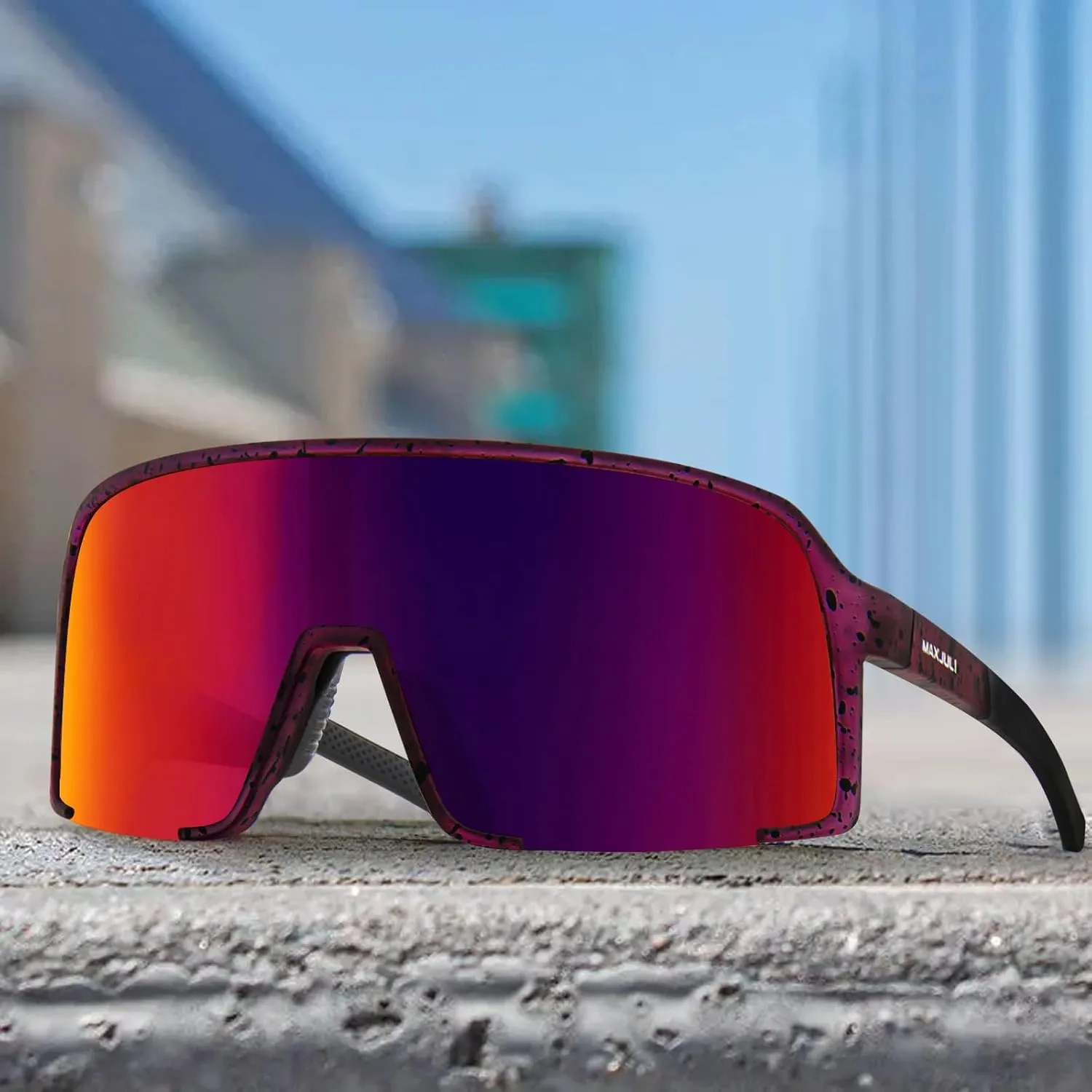 MAXJULI Polarized Sunglasses for Men Women, Windproof Outdoor Sports Cycling Running UV400 Protection Sun Glasses 8121