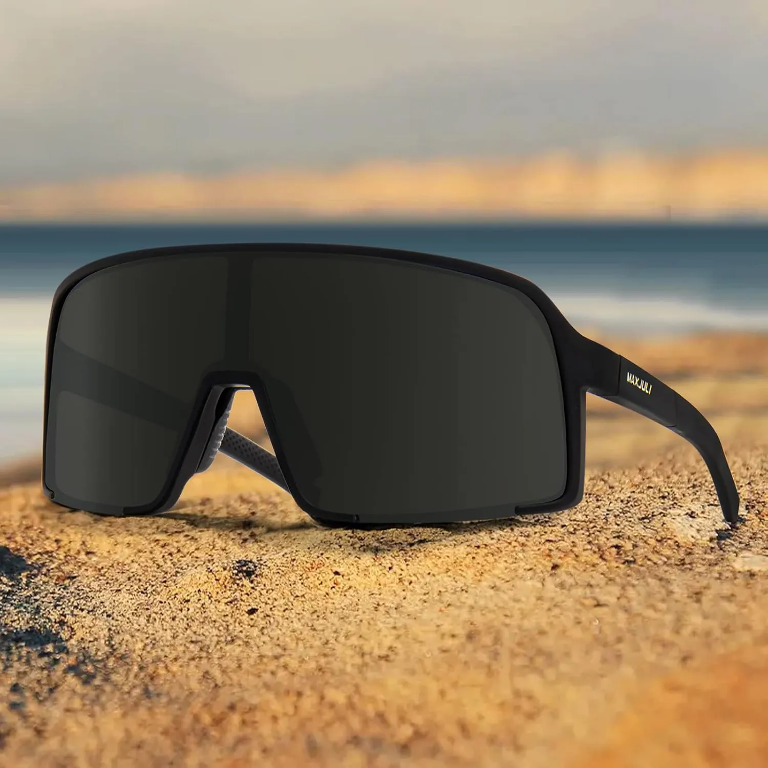 MAXJULI Polarized Sunglasses for Men Women, Windproof Outdoor Sports Cycling Running UV400 Protection Sun Glasses 8121