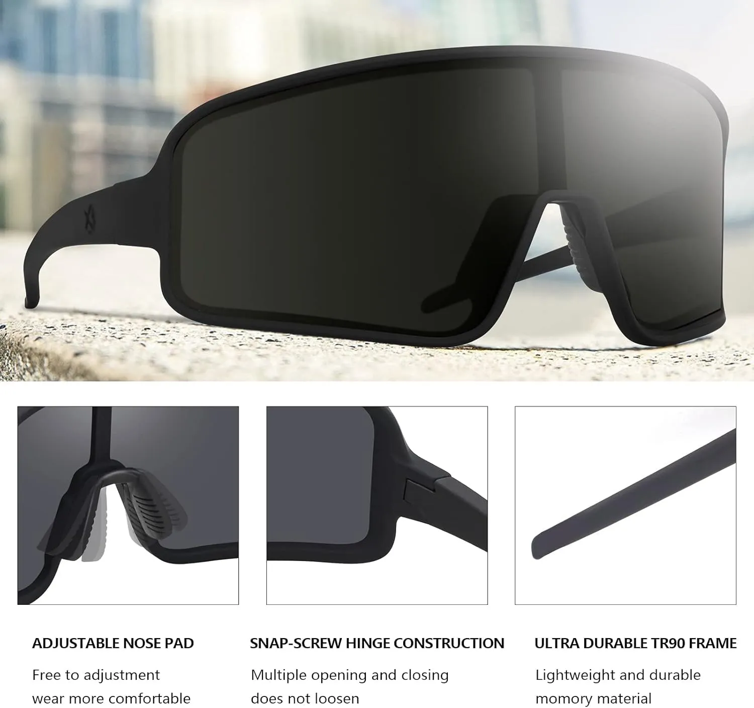 MAXJULI Polarized Sunglasses for Men Women, Windproof Outdoor Sports Cycling Running UV400 Protection Sun Glasses 8121