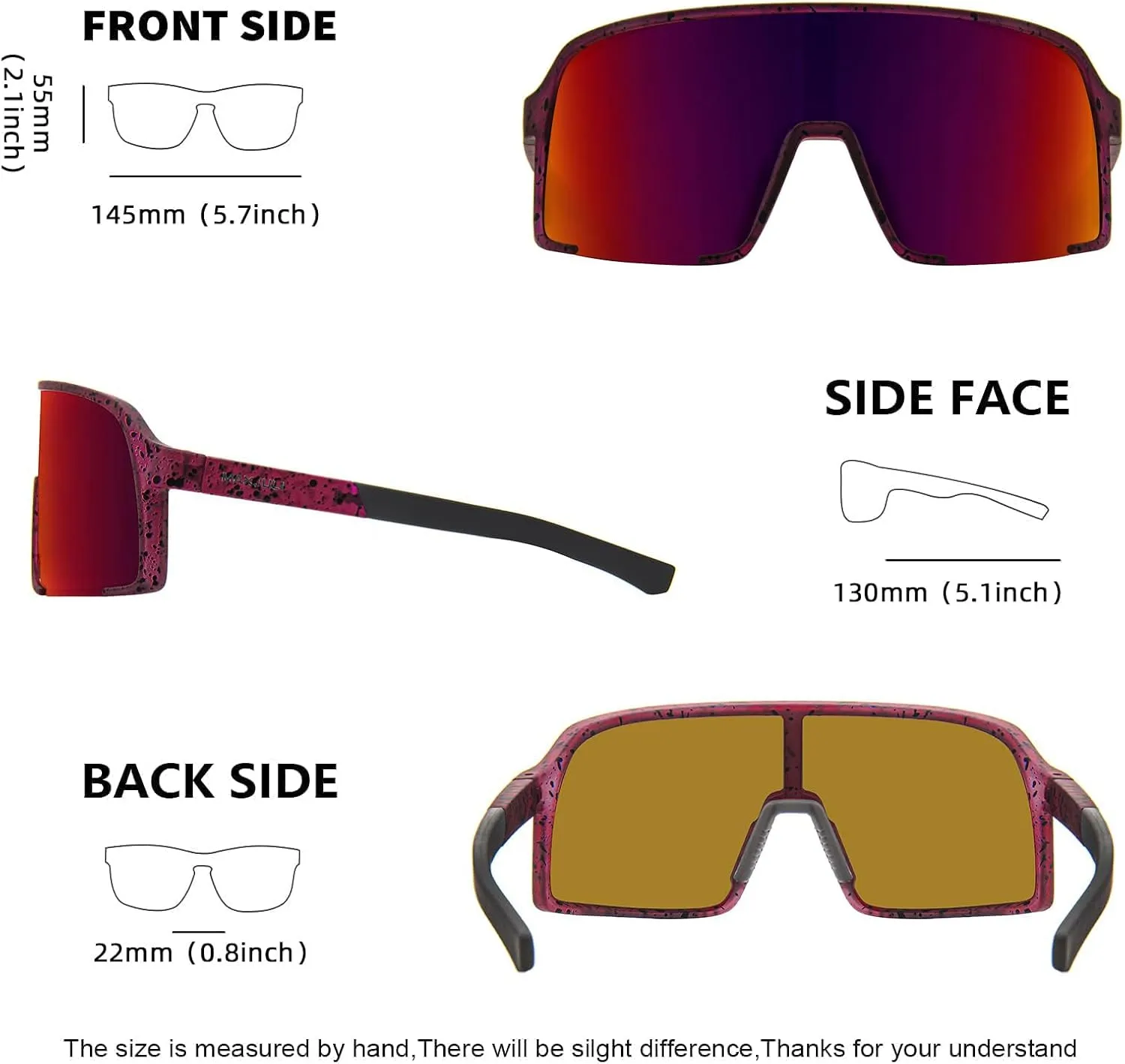 MAXJULI Polarized Sunglasses for Men Women, Windproof Outdoor Sports Cycling Running UV400 Protection Sun Glasses 8121