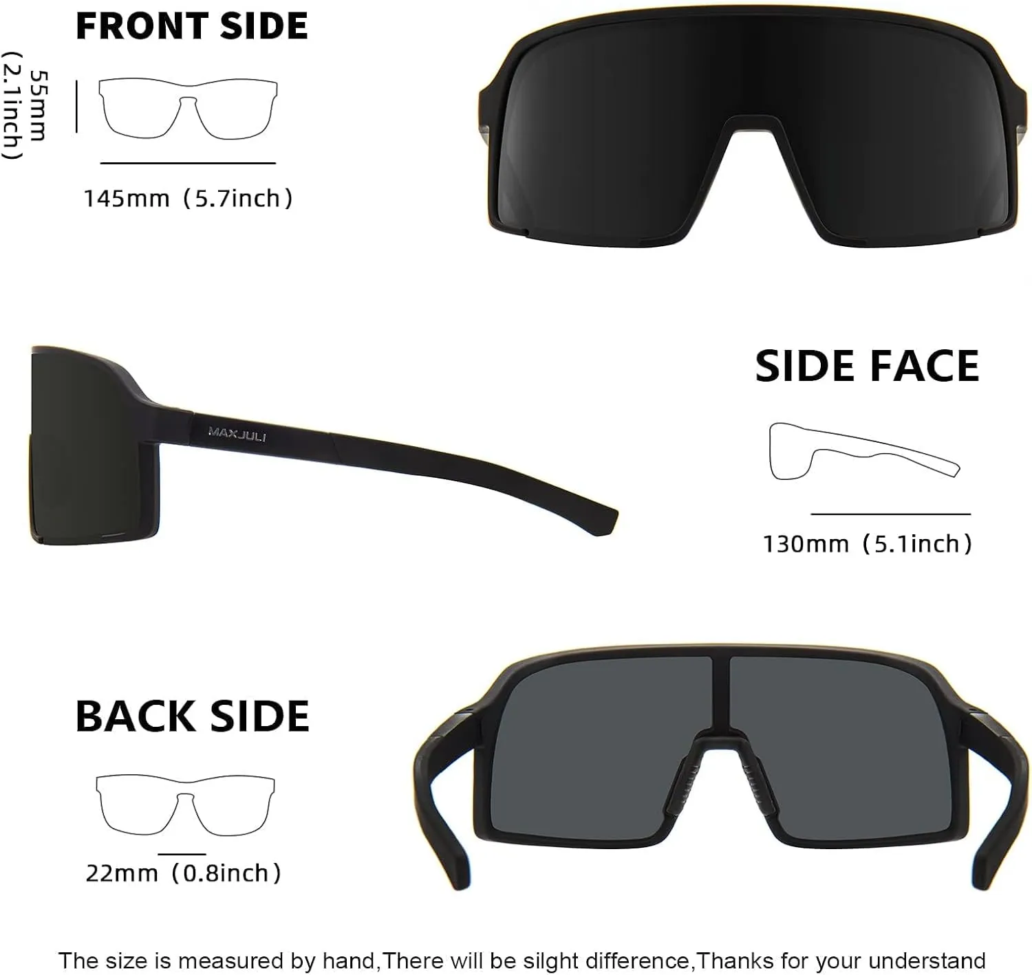 MAXJULI Polarized Sunglasses for Men Women, Windproof Outdoor Sports Cycling Running UV400 Protection Sun Glasses 8121