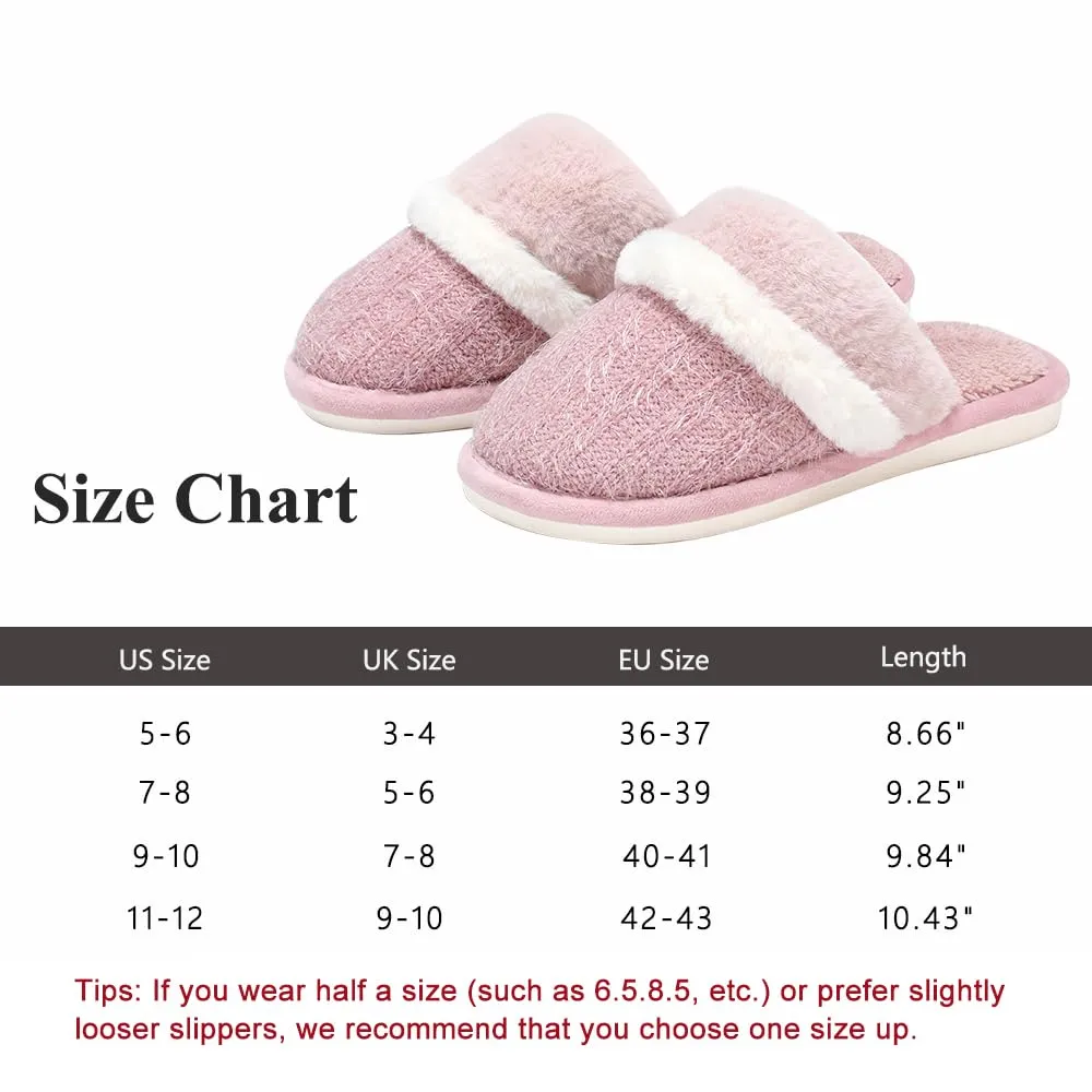 MEROKEETY Cozy Slippers for Women Indoor and Outdoor Fuzzy House Shoes