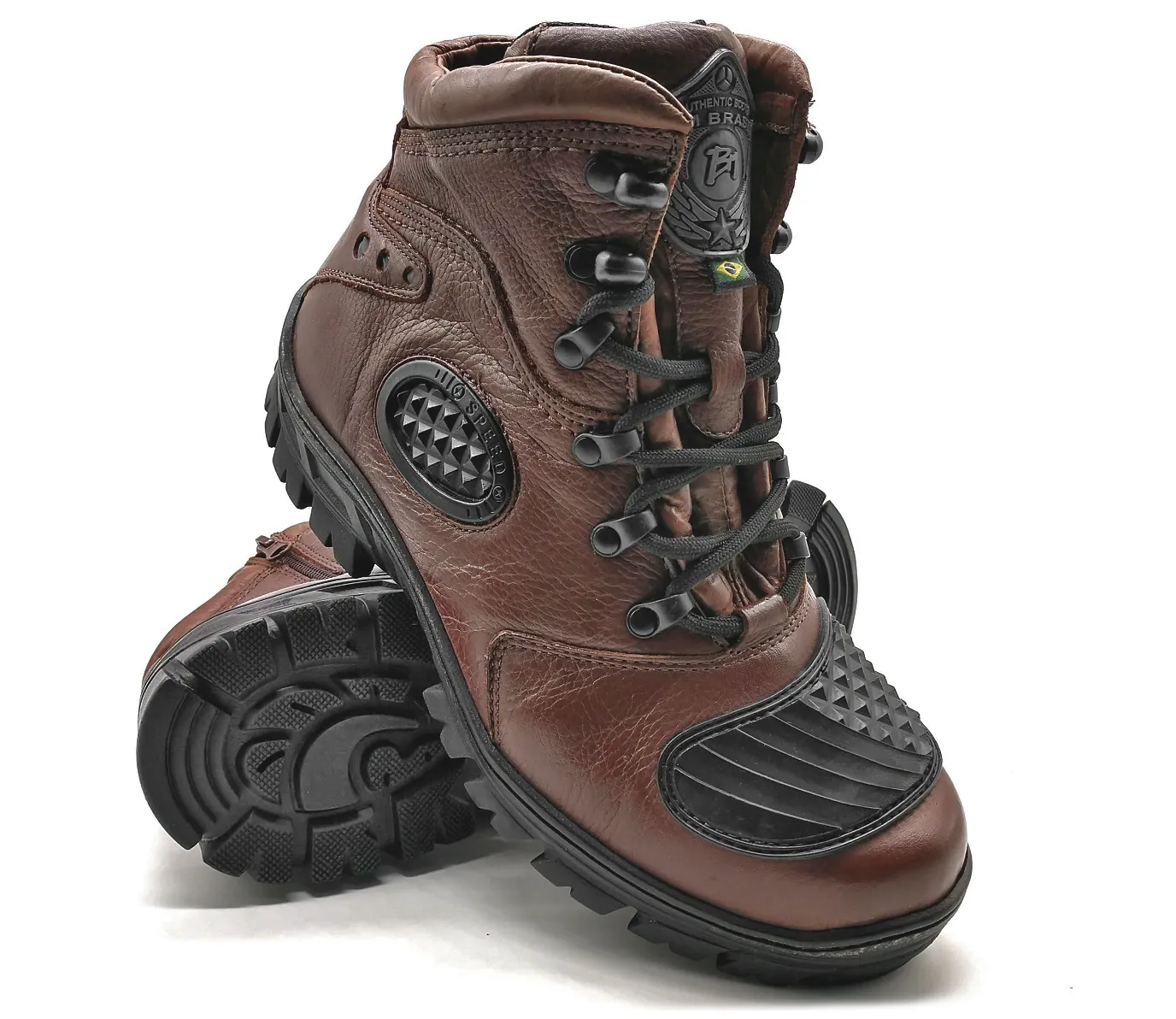 Motorcycle Boots Brown Leather Tactical Hiking Combat