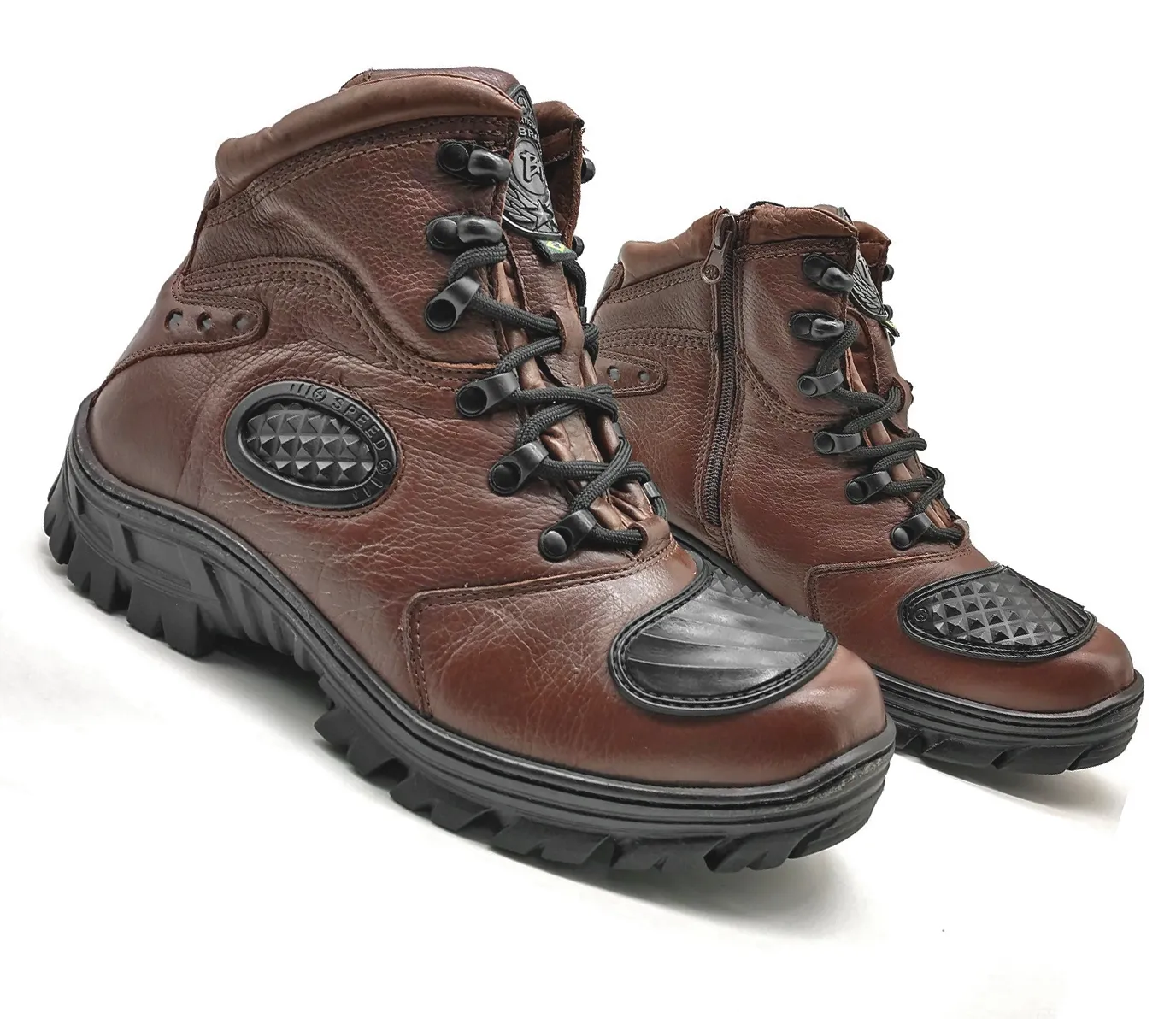 Motorcycle Boots Brown Leather Tactical Hiking Combat