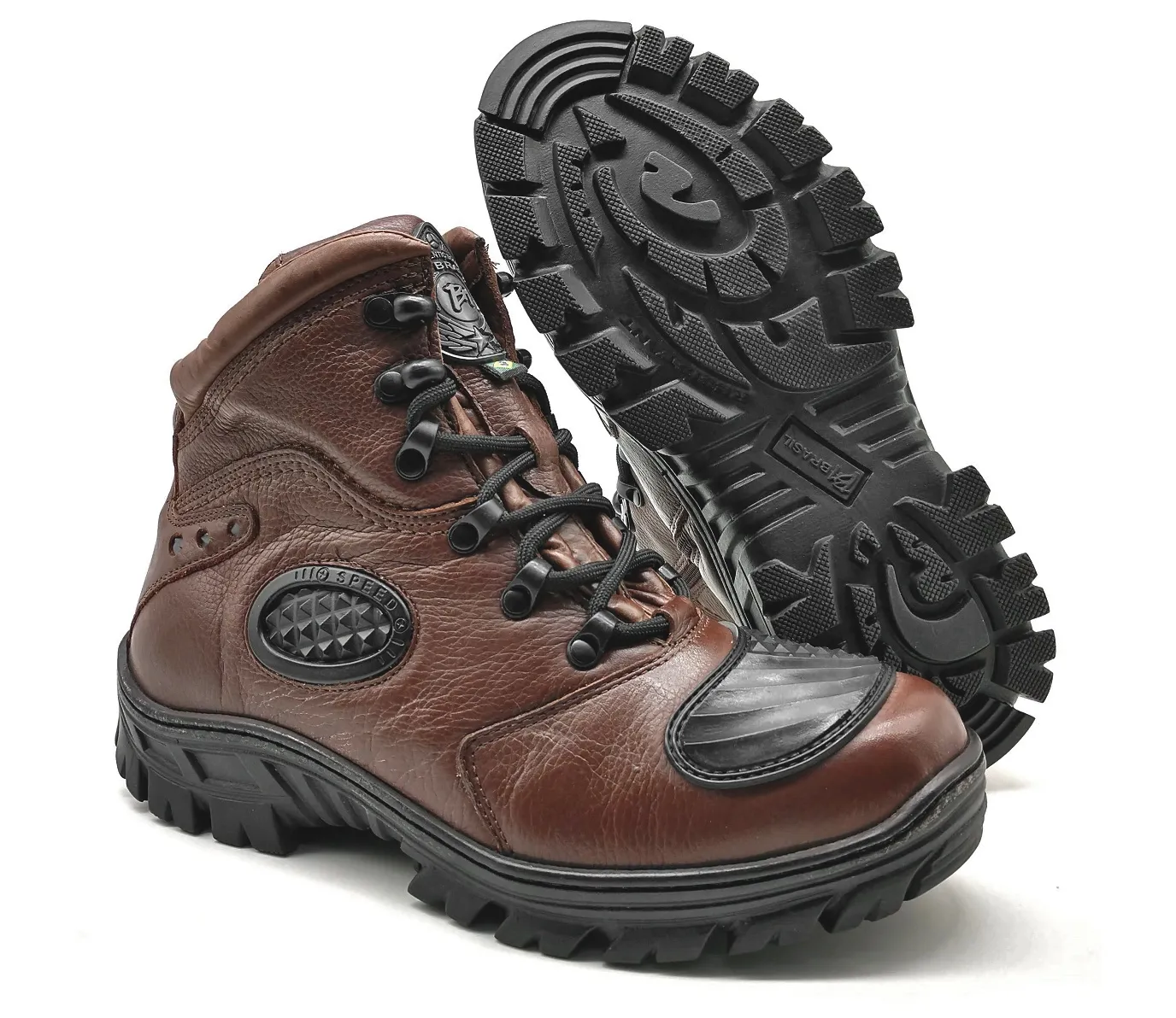 Motorcycle Boots Brown Leather Tactical Hiking Combat