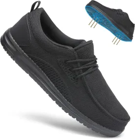 VikoViren Steel Toe Shoes for Men Slip On Safety Work Sneakers Puncture Proof Indestructible Comfy Lounging Walking Loafers Slip Resistant Lightweight Construction Shoes